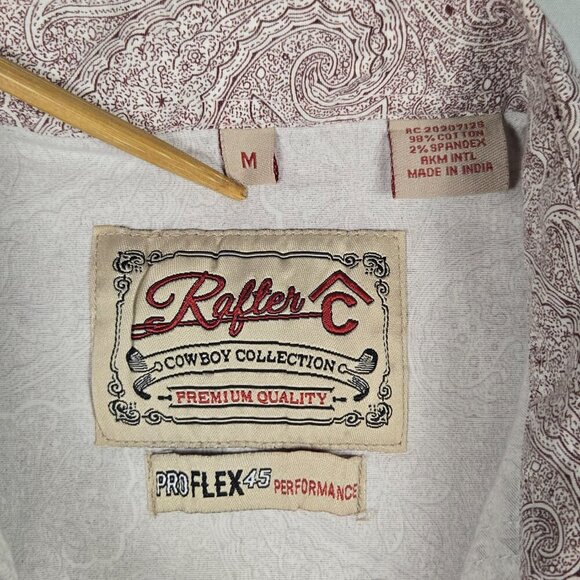 Rafter C Mens Medium Pearl Snap Cowboy Shirt Paisley ProFlex 45 Western Top - Picture 5 of 11